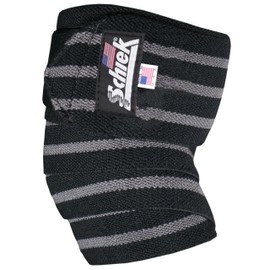 Schiek Sports Blackout Cotton Elastic Hook & Loop Knee Wraps - Black/Silver