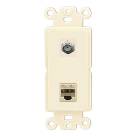 RiteAV Coax Cat5e Wall Plate Insert - Rocker [Light-Almond]