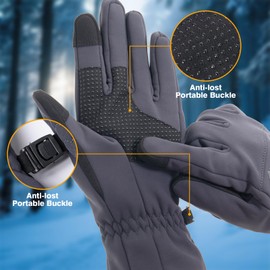 Monimo Winter Gloves Women and Men Cycling Gloves Waterproof with Touchscreen for Driving Running Workout Hiking Sports, gray, XL