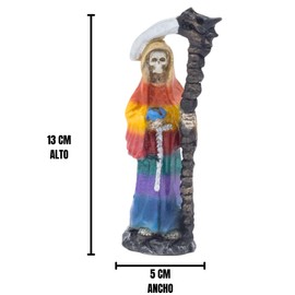 Luz Maria Imagen Resina Santa Muerte | 13 cm | 13cm Alto x 5 cm Ancho | Color a Elegir | Ideal par Altar | (7 Potencias)