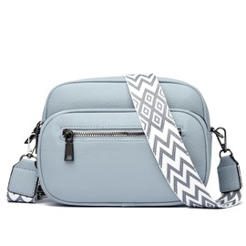 JIZK Shoulder Bag Women's Small PU Leather Crossbody Bag Women's Handbag Bag with Wide Strap Women's Handbags for Women, sky blue