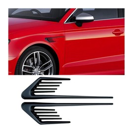 JNNJ Pack of 2 Car Air Intakes Outdoor Decorative, Car Air Intake Grille, Air Intake Grille Vent, Bonnet Air Vents Mudguard Ventilation Grille (Black)