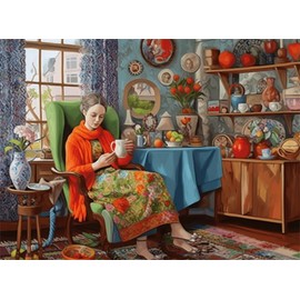 Rompecabezas para adultos y familia, 200 piezas de rompecabezas para mujeres, pintura al óleo de flores, formación de lectura, decoración del hogar,