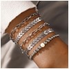 Sttiafay Boho Layered Chain Bracelets Silver Paperclip Chain Bracelet Chunky