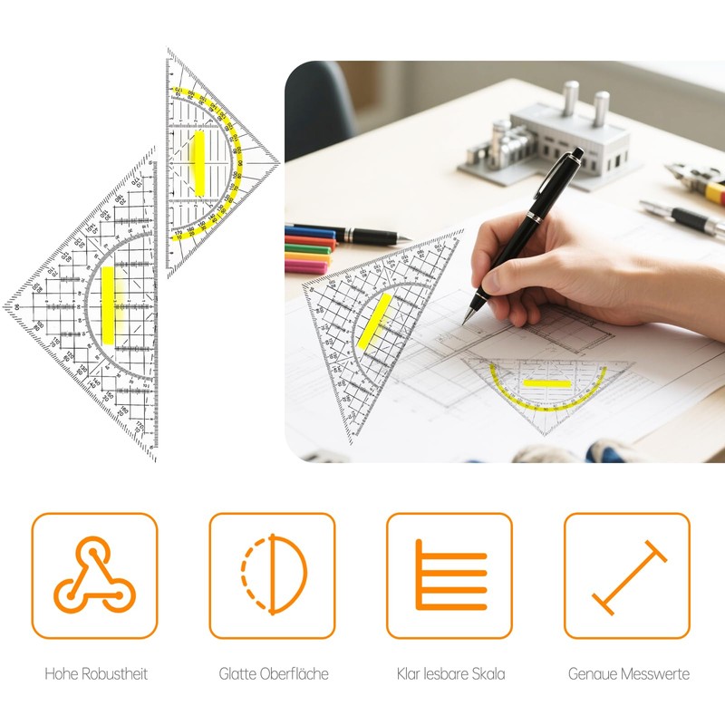 Set Square Large Protractor School - Geo Triangles Set with