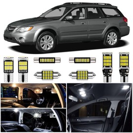 WIYBYDM White Interior LED Lights Kit for Subaru Outback 2000 2001 2002 2003 2004 2005 2006 2007 2008 2009 Map Dome Door Trunk License Plate Lights LED Interior Bulbs + Install Tool