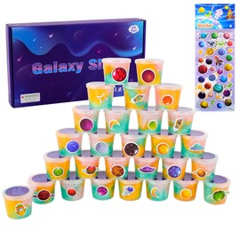Galaxy Slime Kit 28 Pack, Fluffy Mini Slime Easter Party Favor Goodie Bag Stuffers for Kids, Smooth, Soft and Non Sticky, Stress & Anxiety Relief Slime Pack Toy for Girls Boys