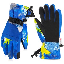 MIG4U - Guantes de esquí para niños, impermeables, 3M Thinsulate con visualización táctil, guantes de invierno para niños, guantes de nieve cálidos para niñas