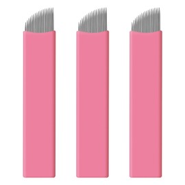 Pack of 50 Disposable Pink Microblading 0.15 mm Nano Needles Perfect for Hair Strokes Eyebrows Thinnest Needles on the Market (18 Slope)