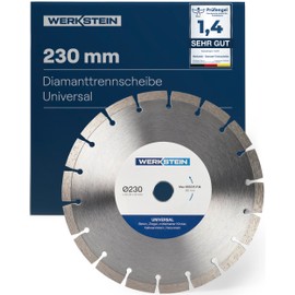 WERKSTEIN Extremely Durable Diamond Disc 230 mm x 22.23 mm x 10 mm I Universal Diamond Cutting Disc 230 mm for Cutting Stone, Concrete, Brick and Much More I Cutting Disc 230 Concrete for Angle