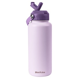 Blackube Edelstahl Trinkflasche mit Strohhalm-trinkflasche 1l-Thermosflasche Thermoskanne - BPA-Frei, Auslaufsicher, Große Trinkflasche aus Metall