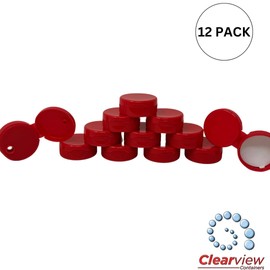 CLEARVIEW CONTAINERS Honey Bear Replacement Lids (38mm Red Flip Top Lid - 12 Pack)