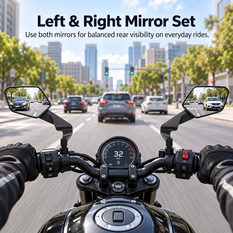 Motorcycle Rearview Mirrors for Riding – Adjustable Rotating Metal Side