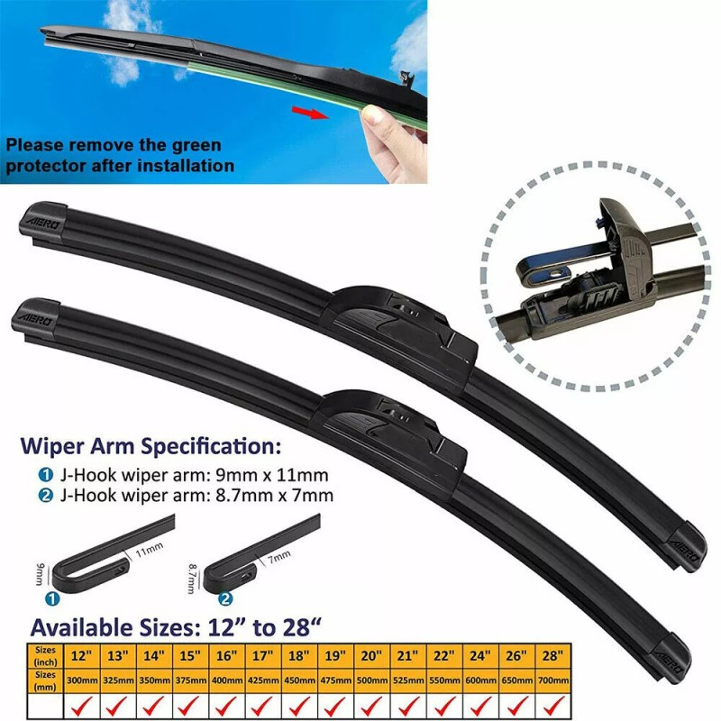 EZ Motoring For 2008-2023 Dodge Challenger Windshield Wiper Blades J-HOOK