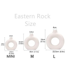 Eastern Rock White Ceramic Vases for Pampas Grass,Water Drop Design Doughnut vase Modern Home Decor Minimalist Nordic Boho Ins Style (White Mini)