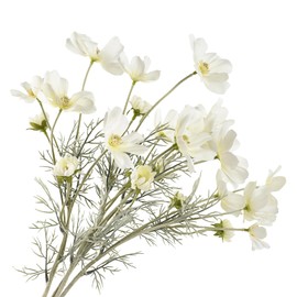 Hanycon 4PCS Artificial Wild Flower Fake Cosmos with Long stem Faux Silk Flowers for Wedding Bridal Bouquet Wreath Table Centerpiece Outdoor Decor (White)