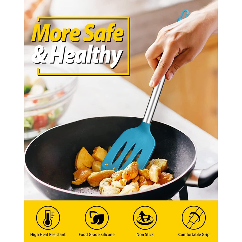 Pack of 4 Silicone Cooking Utensils Set, Non Stick Large