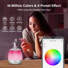 Sengled Difusor inteligente de aceites esenciales WiFi, difusor ultrasónico de aromaterapia de 150 ml con aplicación Alexa y Google Home y control de voz, luces nocturnas de apagado automático y función de temporizador, humidificador de colores LED para 