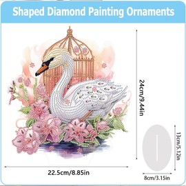 CAYUDEN Diamond Painting Table Decoration, DIY Diamond Painting Adults 5D Swan Diamond Painting Standing Art Set Diamond Painting Table Decoration Diamond Painting Ornaments for Decoration, Gift