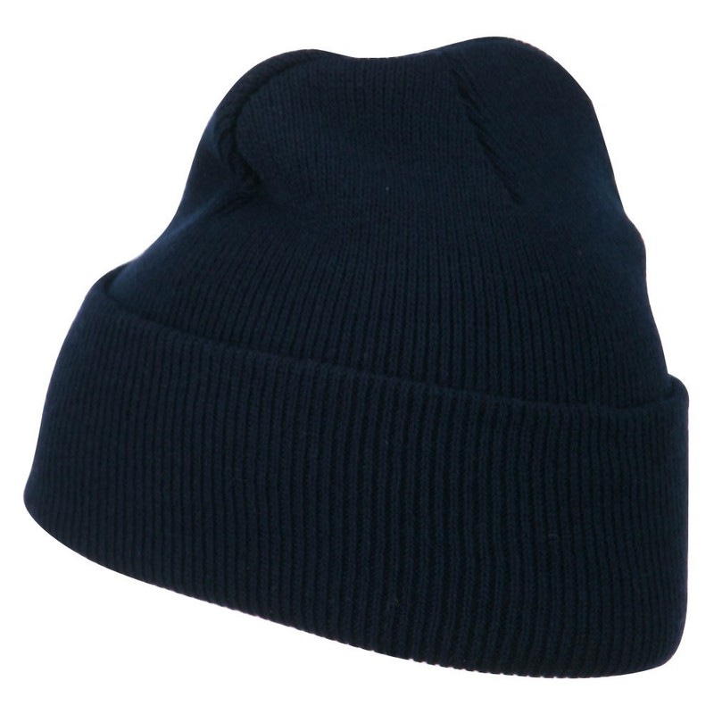 e4Hats.com Smile Face Embroidered Long Beanie - Navy OSFM