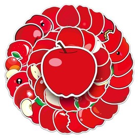 50 Packs Fruit Shape Stickers Water Bottles Laptop Phone Computer Guitar Skateboard Hydroflasks Red Fruit Seal Vinyl Sticker Waterproof Aesthetic Trendy Decals for Kids Teens Girls Adults