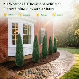 LIETENACO 5FT Artificial Cedar Topiary Trees, 2 Pack UV Resistant Outdoor Indoor Faux Evergreen Shrubs, Potted Fake Cypress Plants for Front Porch Home Office Decor