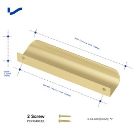 LONTAN Pack of 4 Gold Concealed Handles 128 mm Cabinet Handles Hidden Kitchen Handles Concealed Furniture Handles Hidden Handles for Kitchen Cabinets Curved Aluminium Drawer Handle