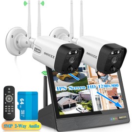 (5.0MP & PIR Detection) 2-Way Audio Dual Antennas Outdoor Security Camera System Wireless WiFi Home Security System Indoor Video Surveillance