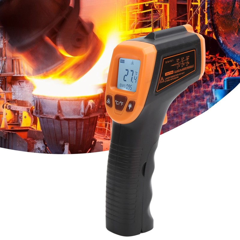 Temperature Measuring Gun Infrared with LCD Display Industrial Thermometer GM320SOrange