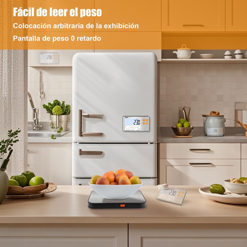 Diyife Báscula Digital de Alimentos, Pantalla LCD Dividida, 15 KG