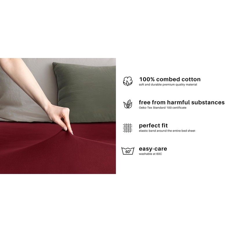 DecoKing Fitted Sheet Small Double Cotton Jersey Boxspring, Amber Collection,