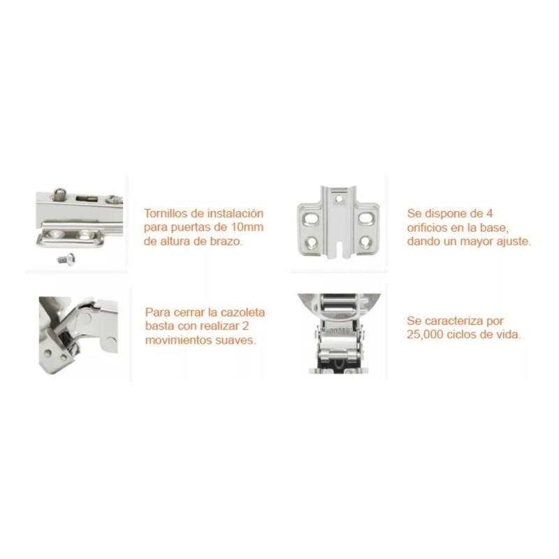 SIQUAR Bisagra Bidimensional De 35mm Recta Precio Por Par Incluye