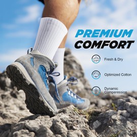 TANSTC Mens Socks Wicking Breathable Cushion Comfortable Casual Crew Socks Outdoor Multipack Performance Hiking Trekking Walking Athletic Socks 6 Pairs