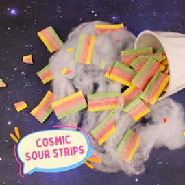 Freeze Dried Sour Belts, Crunchy Candies, Dehydrated Rainbow Candy, Assorted Fruity Flavors, Share Sized, Resealable Bag, 2.47 Ounces