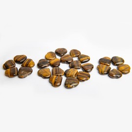 Wc_25 Pcs Natural Heart Healing Stones Tiger Eye Crystal Pocket Healing Real Crystals Rose Quartz Crystals Christmas New Year Valentine’s Day Reiki Energy Balancing
