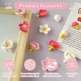 Fridge Magnets 12 Pcs, Small Cute Flower Magnets 3D Colorful Floral Refrigerator Magnets | Heavy Duty Whiteboard Strong Magnets | Novelty Fridge Magnets for Crafts,Whiteboard,Fridge,Notice Boards