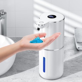 Automatic Soap Dispenser with Smart Digital Display, Touchless Rechargeable Hand & Dish Liquid Soap Dispenser for Kitchen & Bathroom - 6 Adjustable Level, Wall Mounted, 380ml IPX5 Waterproof