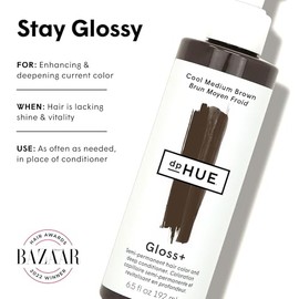 dpHUE Gloss+, Marrón Medio Frío - 6.5 Oz - Color y Acondicionador Semipermanente para El Cabello - Dura Hasta Ocho Lavados - Sin Parabenos, Sls y Sles Sin Sulfatos - Vegano, Certificado Leaping Bunny