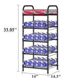 GILLAS 3 5 6 7 8 Tier Drink Organizer, Water Bottle Organizer, Metal Beverage Can Rack, Large Capacity Bottled Rack Water Bottle Holder Stand for Party, Cabinet, Countertop Kitchen, Black