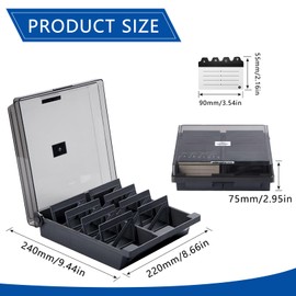 WOUMON Business Card Box, 1000 Cards Business Cards Storage Box, Desk Business Card Box with 8 Divider Boards and A-Z Index Tabs (Grey)