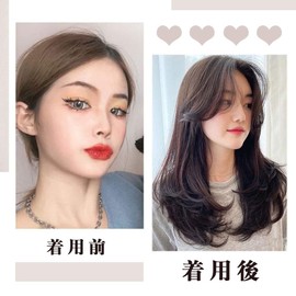 Bangs Wig Black Human Hair 2 Pieces/Set Bangs Long Center Part Wig Hair Extensions Fluffy Airy Point Wig Black