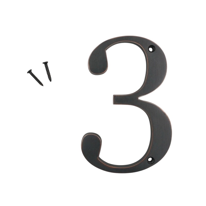 Large Bold 5" Aged Bronze Metal Flush House Address Numbers,