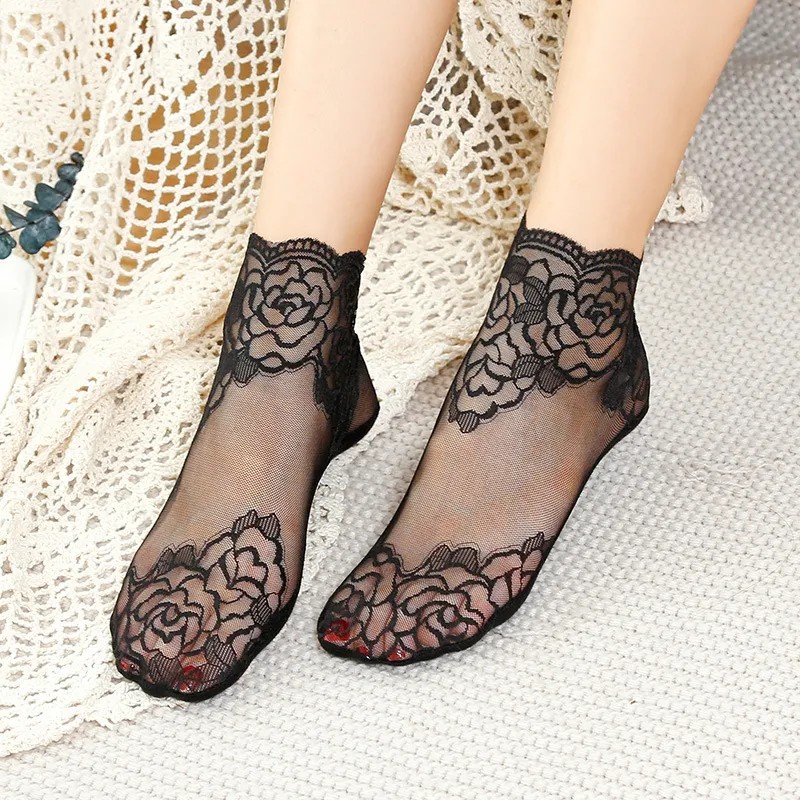 Calcetín Variados Dama Medias Encaje Mujer Algodón 10 Pares