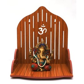 Kalakriti MDF Wooden Temple/Pooja Mandir for Home and Office/Wall Mounted Temple/Puja Stand, 1 pc (TempleSmRed)