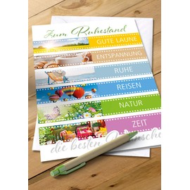 Retirement Card, Retirement Cards, Card without Text Inside, Card in Foil, DIN A6, Card includes Envelope, Motif: Film Roll