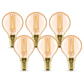 LVWIT LVWIT 4W Vintage E14 LED Golfball Filament Bulb Screw,E14 Edison Mini Golfball Bulb 35W Equivalent,410LM,2400K Warm White E14 Led GLS Bulbs,220-240V,45 * 77MM,Non-Dimmable (6 pcs)