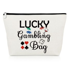 Casino Lovers Gifts Makeup Bag Lucky Casino Gift for Gambler Cosmetic Bag Funny Gambler Gifts Christmas Birthday Gift for Gambler Friends Retirement Gift for Grandma Poker Gambling Travel Makeup Pouch