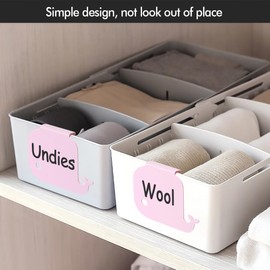20PCS Basket Labels Clip On Removable Plastic Bin Labels for Storage Bins, Pantry Organization and Storage Labels Hanging Tags for Basket Cube Box (Pink-Whale-20pcs)