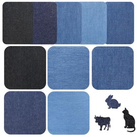 Arcjunys Iron On Patches for Clothing Denim Patches for Jeans Iron On Repair Patches Clothes Patches Denim Repair Patches for Jacket Jeans and Clothing Repair 10Pcs