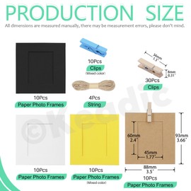 Keadic 84PCS 3 Inches Paper Picture Frames 4 Colors Cardboard Photo Frame with Wooden Clips and Strings Photo Display Banner for Home Office Wedding Party Decor